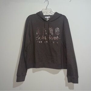 Aeropostale New York Eighty Seven Brown Metallic Pink Graphic Sweatshirt NWT